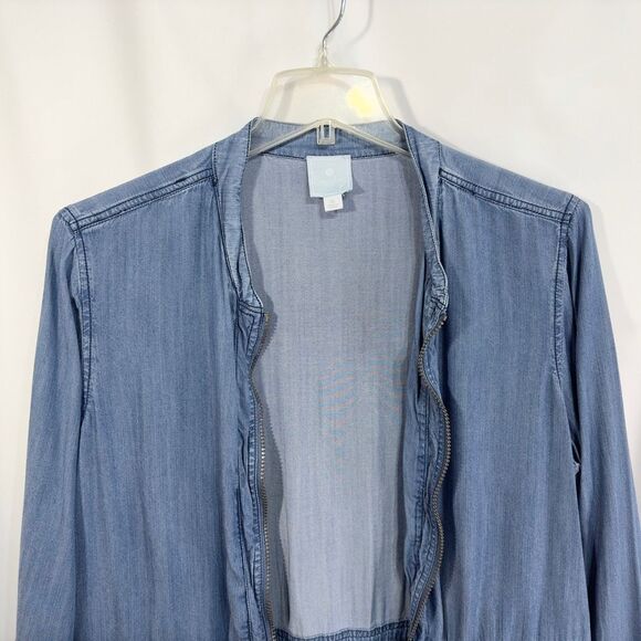 Dressbarn Sunday XL Chambray Jacket Blue Full Zip Lightweight‎ Shacket 739 - Picture 3 of 6